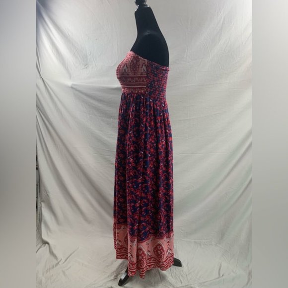 Red Boho Floral Print Tube Dress - Picture 7 of 9